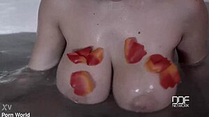 chesty czech babe rides cowgirl on cock for cum on huge tits