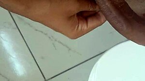 Young Brazilian Hottie Jerks Monster Cock in Bathroom Solo