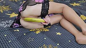 my petite stepsister takes first veggie dp in tight anal