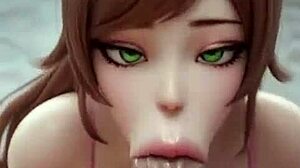 Green-Eyed 3D Hentai Babe's Huge Tits Bounce in Anal Creampie