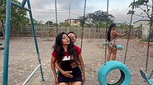 what if they catch us railing my whore girlfriend publicly with this horny stranger