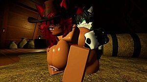 big dicked wolf milks hot cowgirl's tits in deep riding fuck