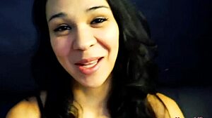 Sabrina's shaved twat pounded doggystyle before swallowing hot cumshot