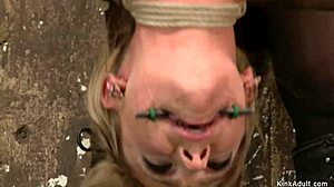 i'm bound helpless as this blonde lezdom slave chokes on my dildo vibes