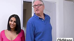 Sarah Cute And Lylyta Yung Worship Old Man's Worn Cock!