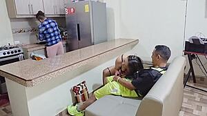 Why does perverted milf stepmom fuck stepson in kitchen?