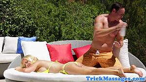 voyeur hidden cam spies milf masseuse blowjob missionary passionate fuck with fake tits