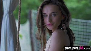 gloria sol's petite ukrainian body strips naked outdoors for you