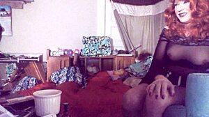 Can sexy redhead tranny Ms Head swallow 8-inch vibrator?