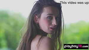 gloria sol's petite ukrainian body strips naked outdoors for you