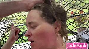 Submissive slut begs for hardcore pounding and brutal face slaps