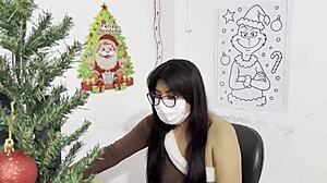 Christmas secretary bends for boss's demanding doggystyle ride