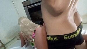 ever wonder why this daring latina sucks stranger's cock with her risky sex toy?