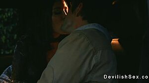 rich dude bangs tanned brunette babe's tight pussy in his mansion