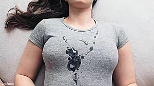Thick Cumshot Soaks My New Gray T-Shirt Hot