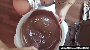 Vicky Vette devours Rok's cock hungrily in kitchen bliss