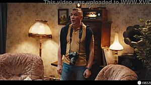 French Brunette's Huge Fake Boobs Nipples Sucked While Bound and Frozen!