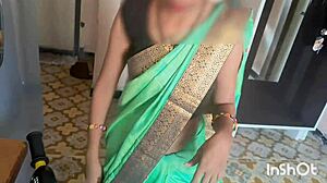 Village bhabhi Shivani sways in green saree