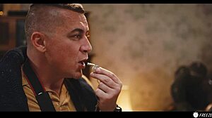 French Brunette's Huge Fake Boobs Nipples Sucked While Bound and Frozen!