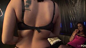 brunette lesbian strip club sex after hot dance tease