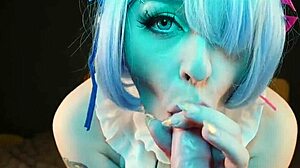 Petite Maid Rem Takes Huge Anal Toys in Cosplay Squirting