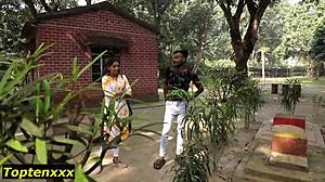 Naughty Indian boyfriend's first romantic forest fuck so passionate!