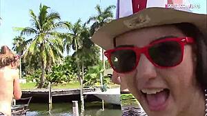 i love watching these lovely teen sluts threesome outdoors on big cocks