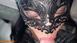 Amateur milf Millie Fox swallows massive cum load three times over.