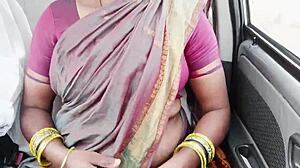 Big Boobs Maid Dripping Wet in Car Sex with Dirty Telugu Talk