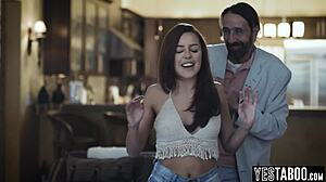 naughty latina stepdaughter uh bends for mature stepdad's big cock doggystyle!