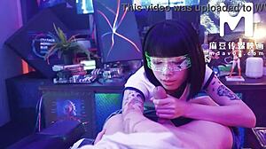 Tattooed beauty yue ke lan rides cowgirl in sexy cosplay!