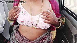 Big Boobs Maid Dripping Wet in Car Sex with Dirty Telugu Talk