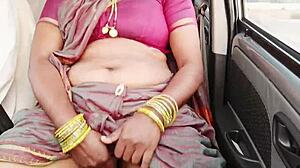Big Boobs Maid Dripping Wet in Car Sex with Dirty Telugu Talk