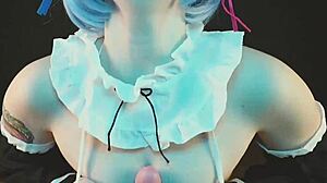 Petite Maid Rem Takes Huge Anal Toys in Cosplay Squirting