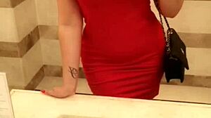 Petite drops panties in vacation toilet