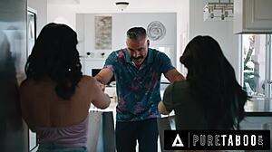 Lulu Chu and Kimmy Kimm suck stepdad doppelganger cock deep