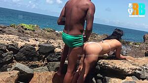corno watches hotwife fucked hard by hung black bull on beach video call cuckold thrill!