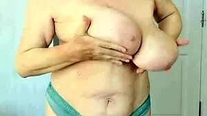 Hottest Busty Granny Masturbates Closeup