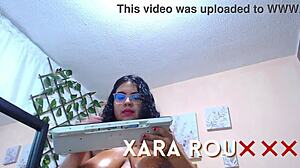 latina with big ass and tits rides dildo in mirror cowgirl style