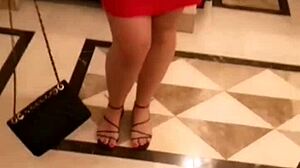 Petite drops panties in vacation toilet