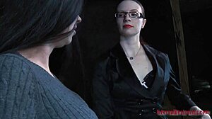 Bound slave spreads wide open her wet vagina