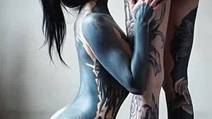 skin tattooed during sensual massage session