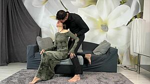 Oiled Big Ass Friend Fucked Missionary Doggystyle Couch Creampie