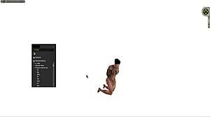 Black Cartoon Man Stands Squats Lies