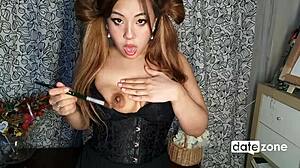 Asian Saggy Tits Pussy Fingers Paintbrush Orgasm