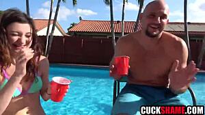 cuck hubby watches big cock drill my tiny wife hard!!