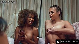 horny teen babes squirt wet in lesbian threesome