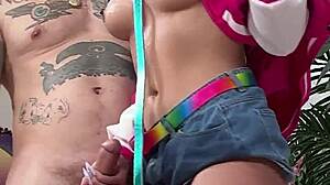 Beautiful skinny Sasha Tatcha craves Bryan Gozzling's rough gagging deepthroat