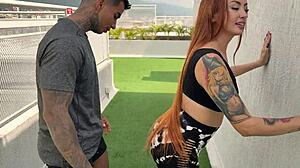 Muscular Coach Pounds Cute Student's Big Ass Outdoors Workout