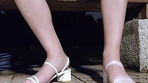 ting xuan, stroke off barefoot in heels and cum on my feet???